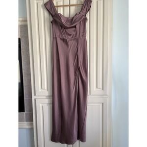 Birdy Grey Rose Pink Shiny Satin Cowl Neck Bridesmaid Dress Size Large